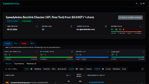 SpeedyIndex Backlink Audit Report Example